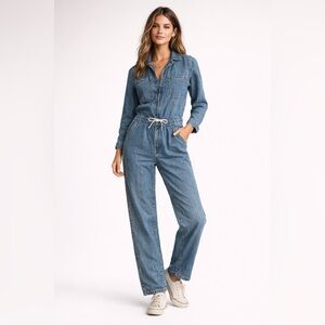 Levi’s Denim Utility Jumpsuit XS | Zip Front Drawstring Waist Blue